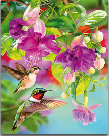 Hummingbird & Purple Flowers Diamond Painting Kit — Full Drill