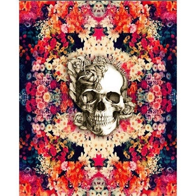 Skull & Flower Diamond Painting Kit — Full Round Drill