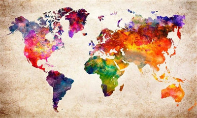 World Map Diamond Painting Kit — Full Drill, 3 Colorways