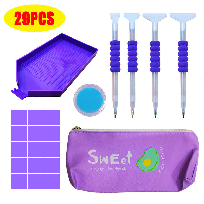 29-Piece Diamond Painting Tool Kit — Avocado Bag Set
